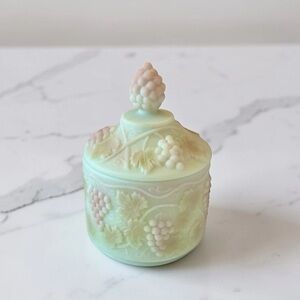 Rare Fenton Burmese Lotus Mist Grape & Cable Tobacco/Candy Jar & Lid
